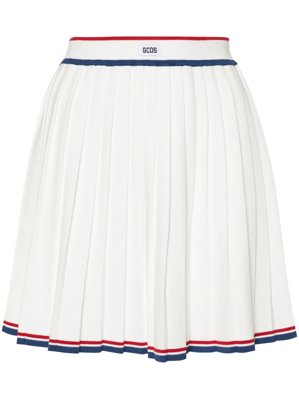 Gcds Pleated Knitted Miniskirt In White
