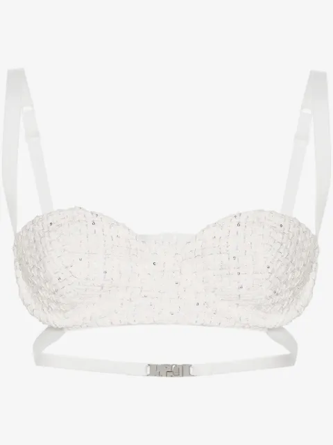 GCDS sequin-embellishment tweed bralette