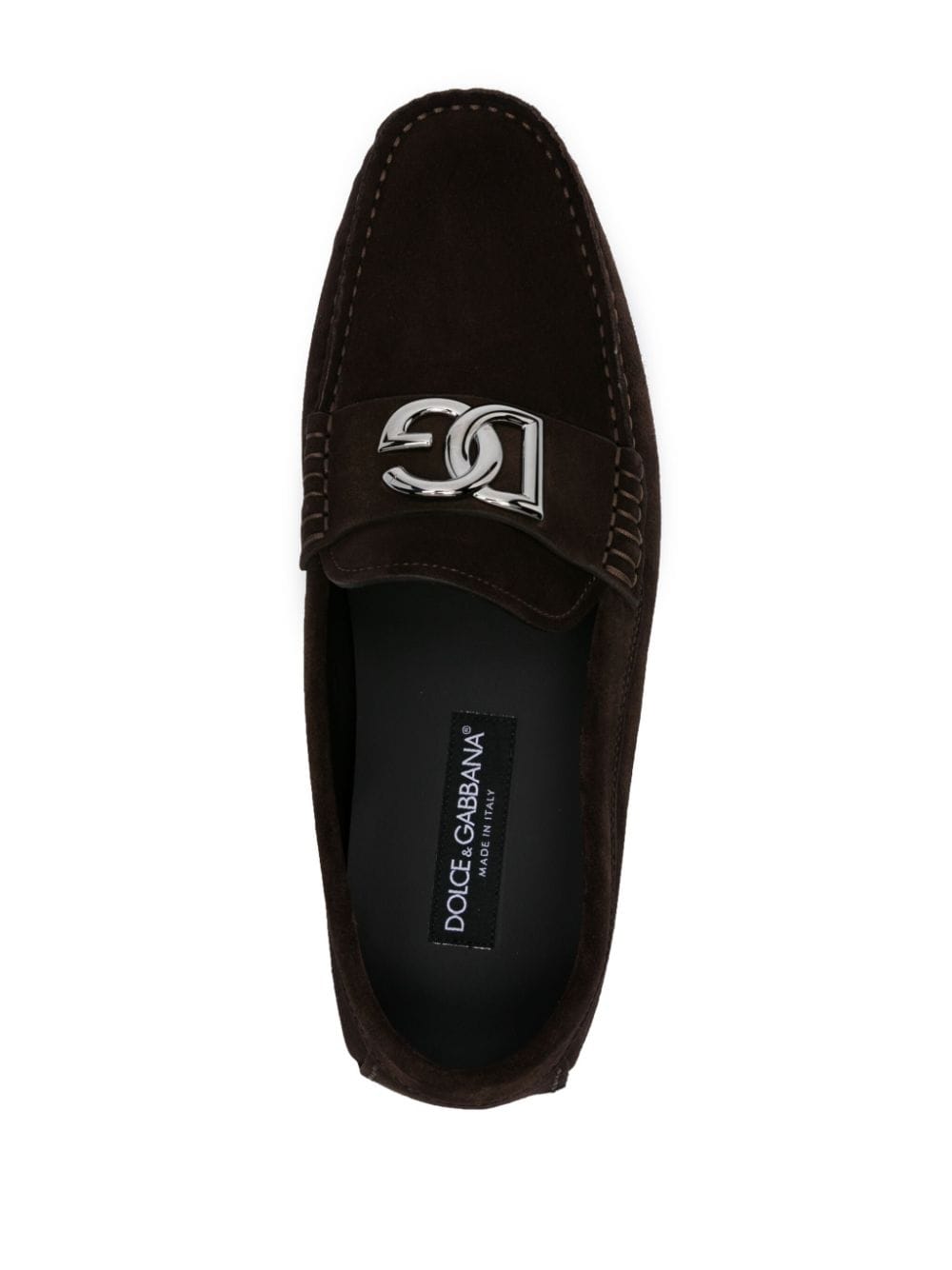 Shop Dolce & Gabbana Logo-plaque Suede Loafers In Brown