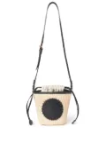 Stella McCartney logo-appliqué abaca bucket bag - White