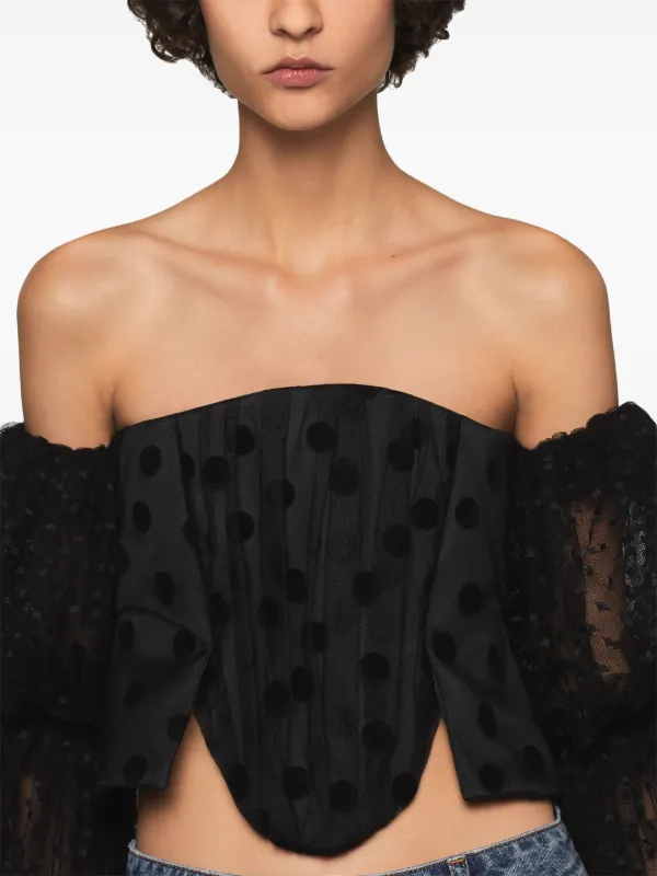 Stella McCartney polka-dot off-shoulder Bustier Top | Black