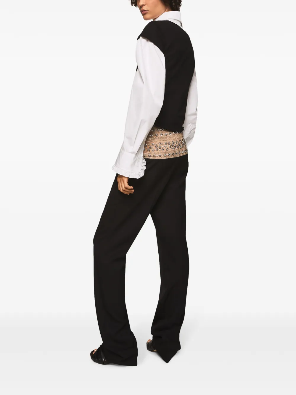 Shop Stella Mccartney Crystal-embellished Wool Trousers In Black