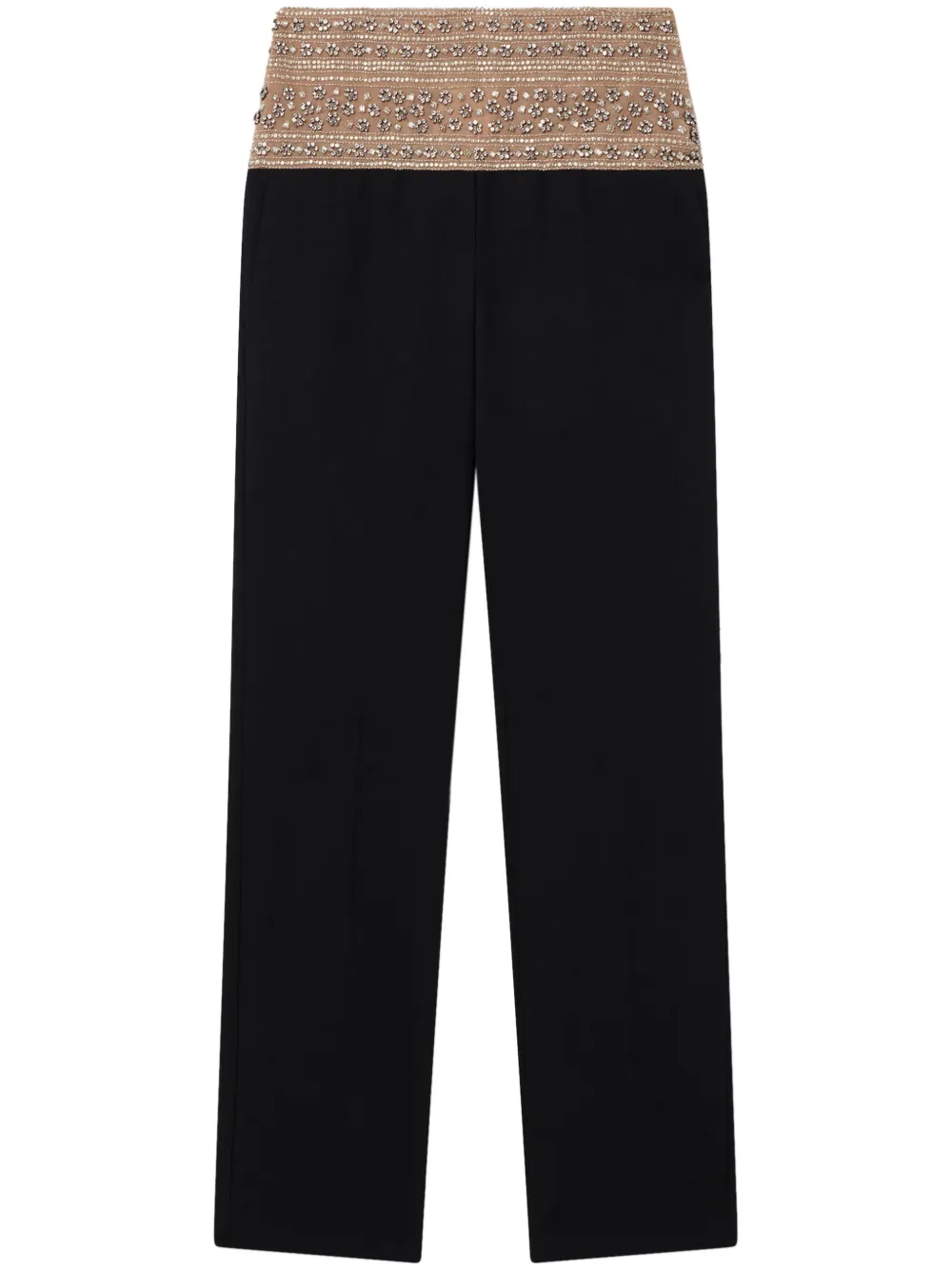 Shop Stella Mccartney Crystal-embellished Wool Trousers In Black