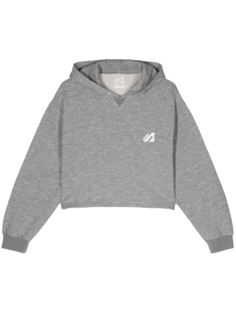 Autry logo-flocked cropped hoodie