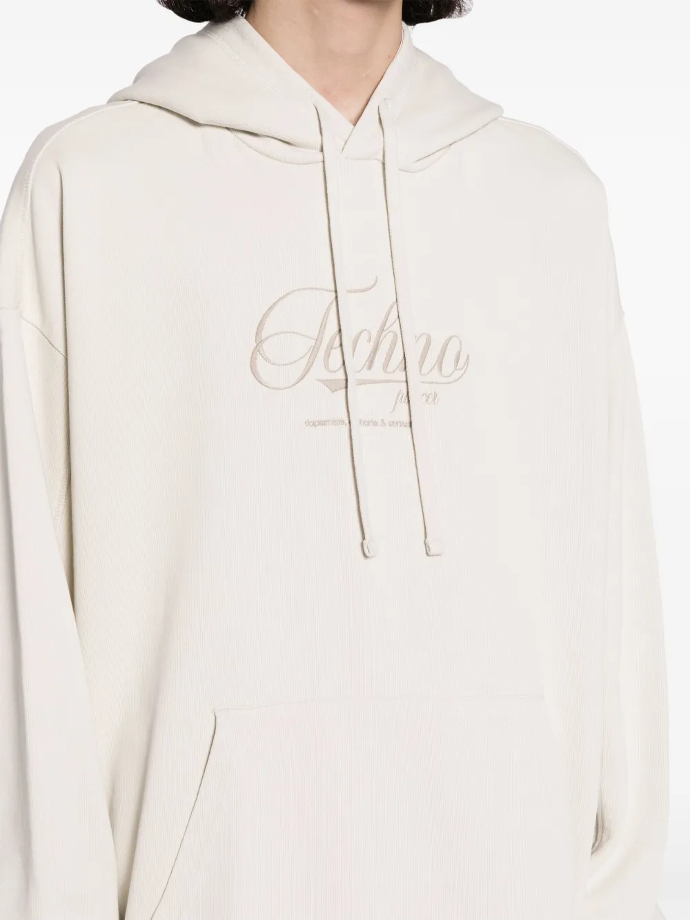 Shop Five Cm Terry Embroidered Cotton Hoodie In Neutrals