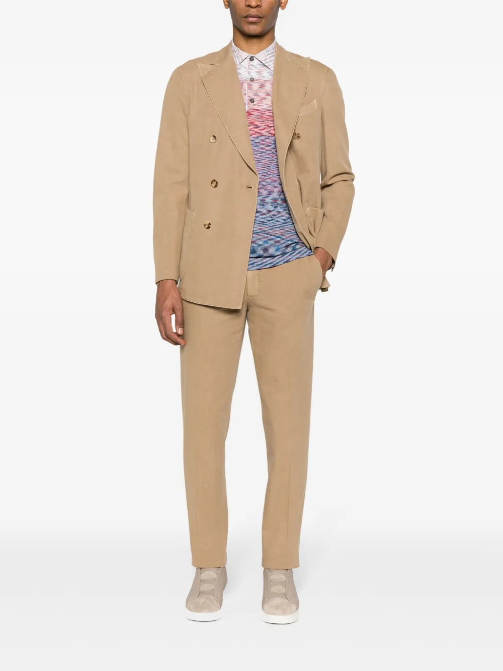 Shop Boglioli Peak-lapels Double-breasted Suit In Neutrals