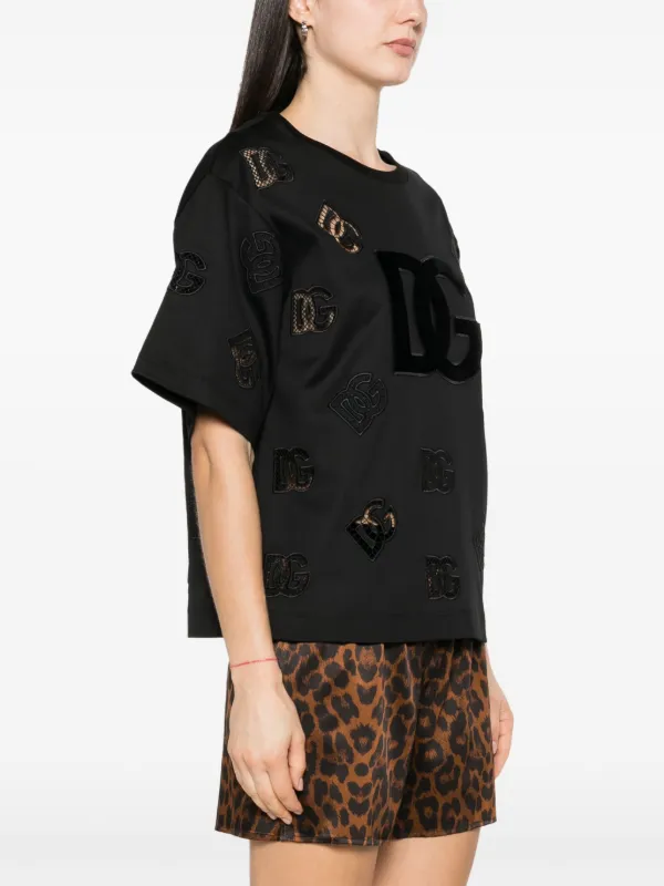 Dolce & Gabbana DG Logo Cotton T-shirt | Black | FARFETCH