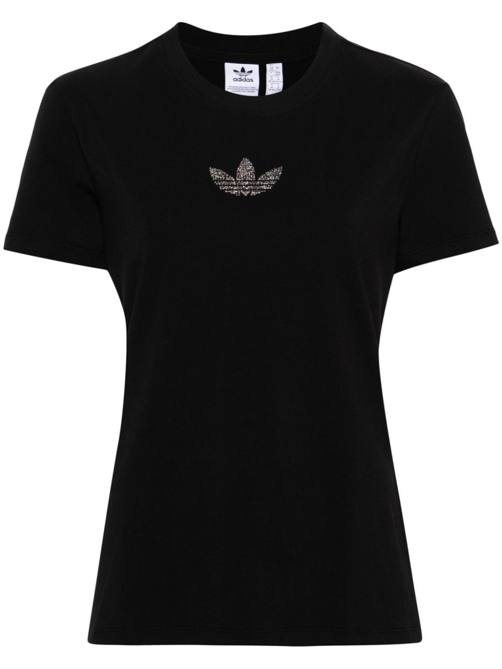 Adidas Originals Logo-crystal Cotton T-shirt In Black