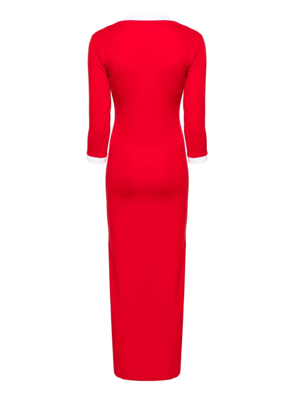 adidas Jersey maxi-jurk met drie strepen Rood