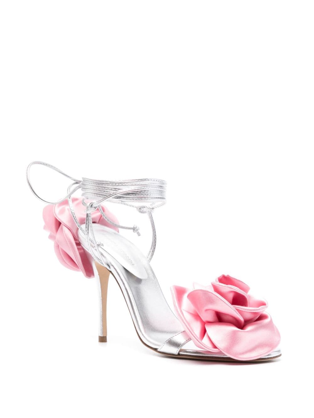 Shop Magda Butrym 85mm Floral-appliqué Sandals In Silver