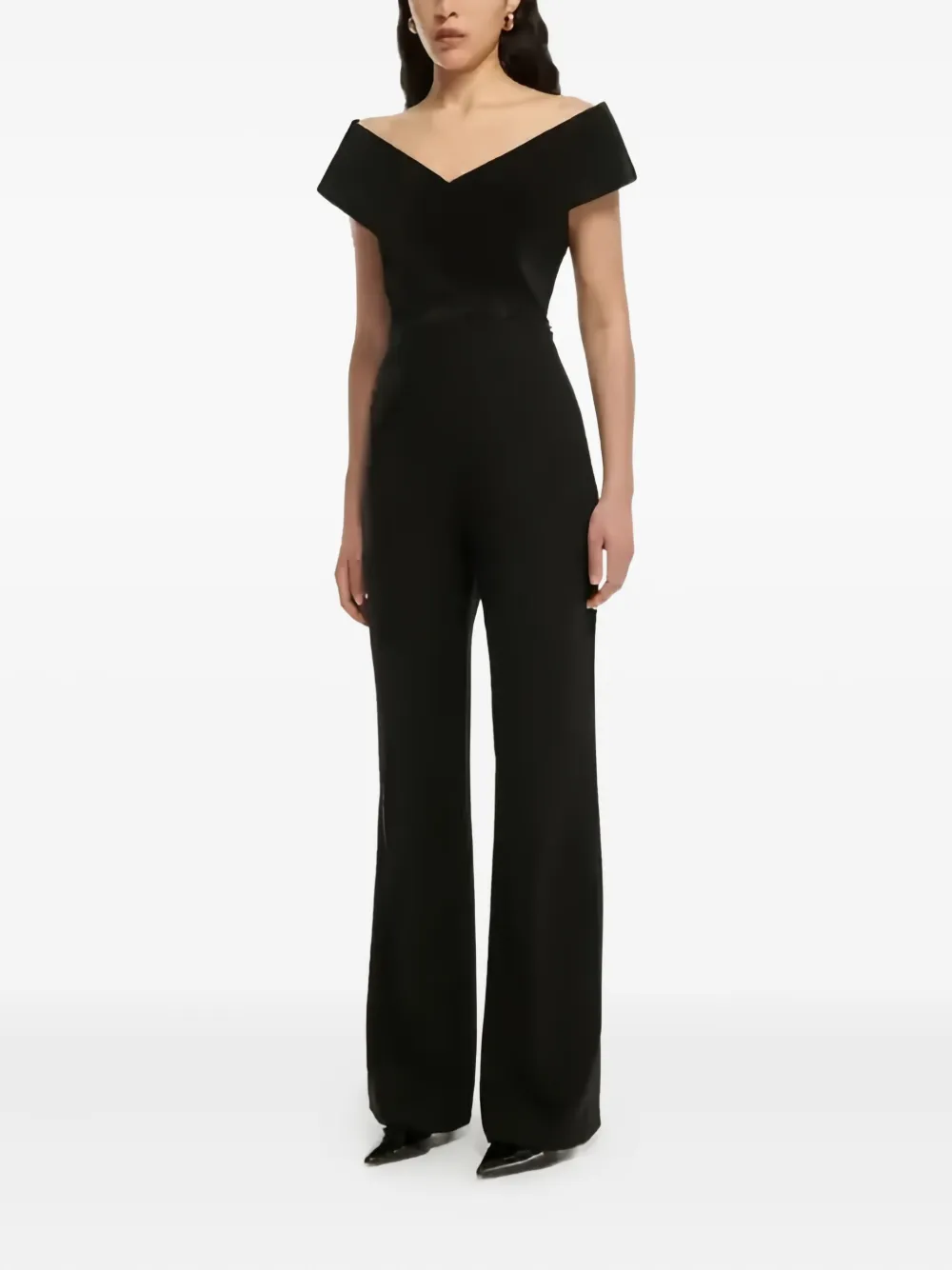 Roland Mouret Off-shoulder cropped top met fluwelen effect - Zwart