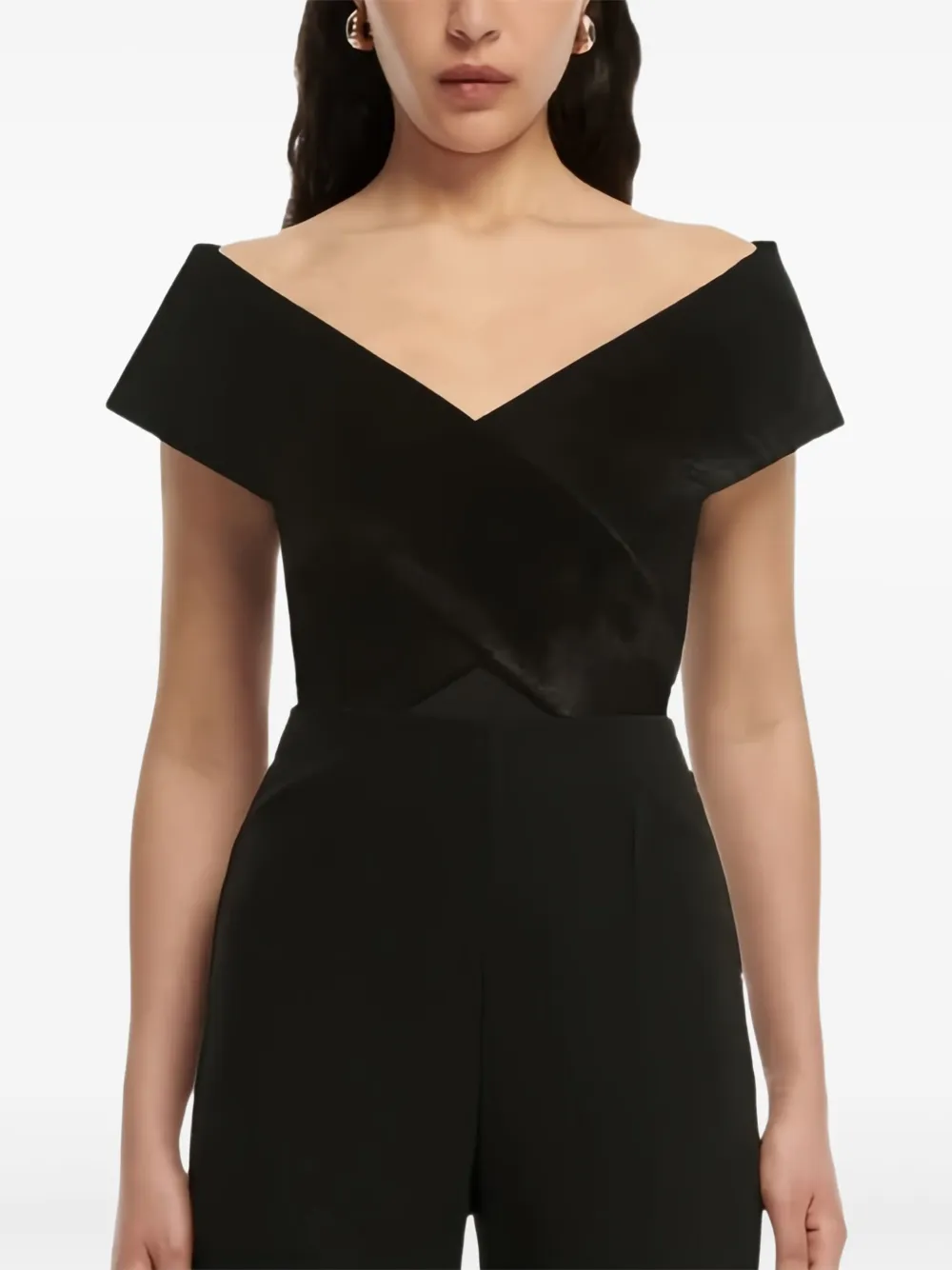 Roland Mouret off-shoulder velvet-effect crop top | Blouses | Image 2