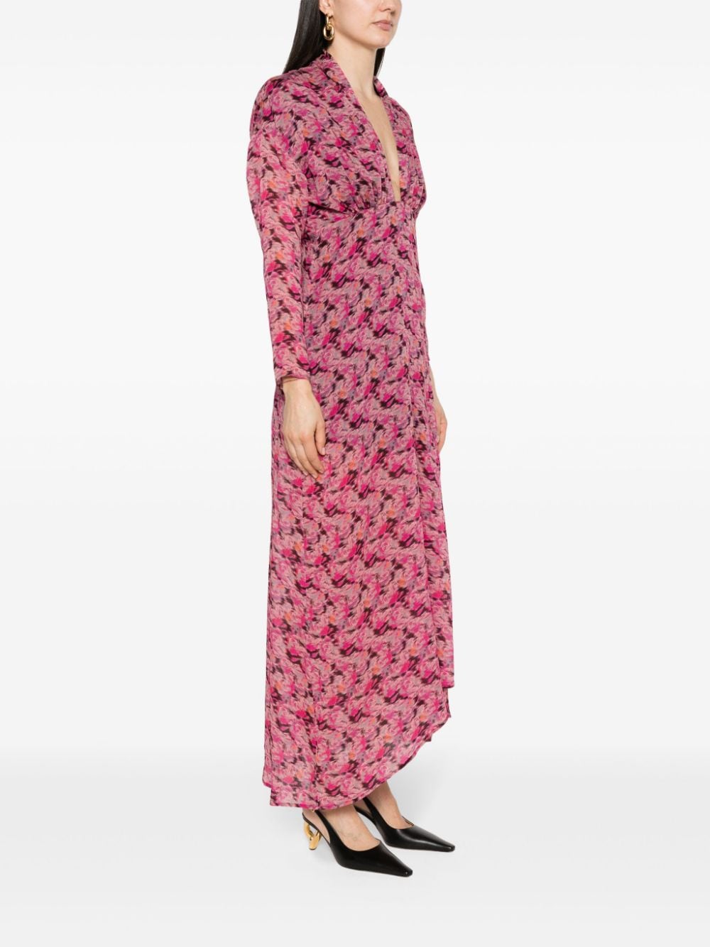 Shop Iro Nollie Floral-print Maxi Dress In Pink