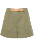 Prada belted cotton-blend shorts - Green