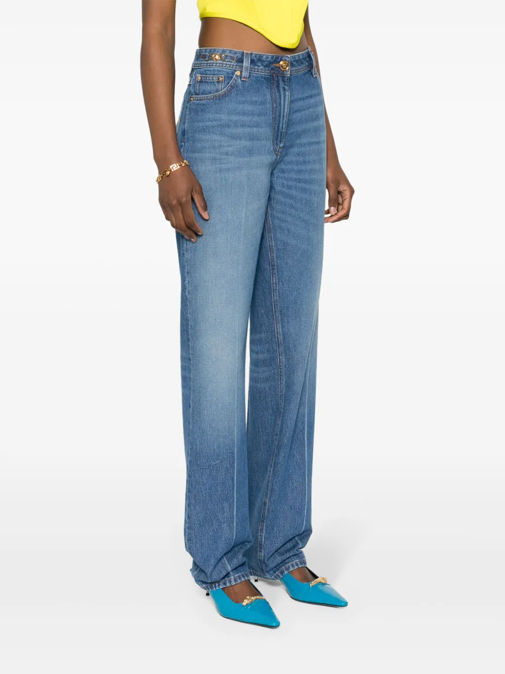 Versace Mid waist boyfriend jeans Blauw
