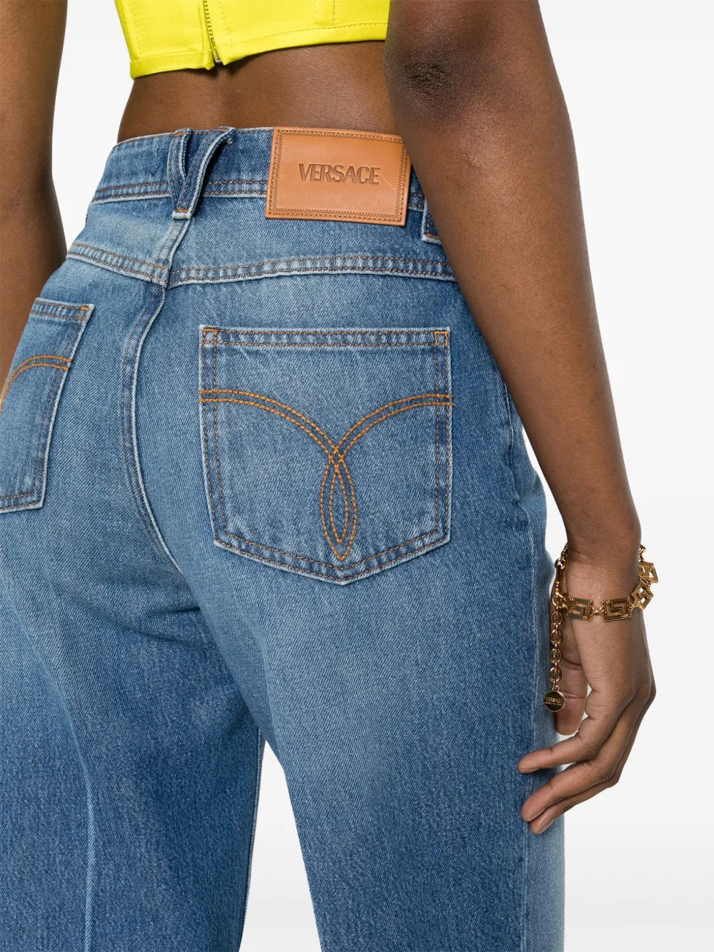 Versace Mid waist boyfriend jeans Blauw