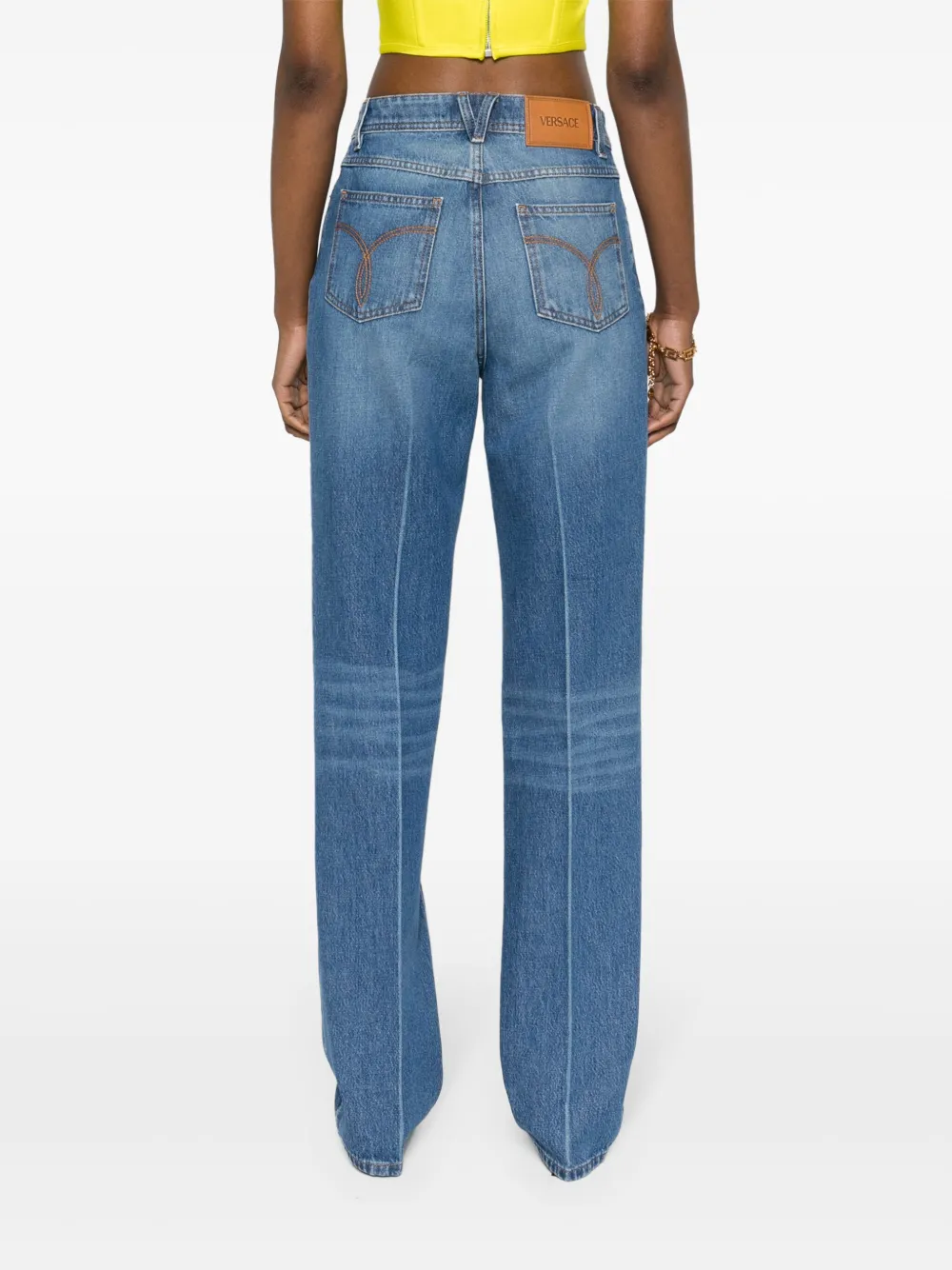 Versace Mid waist boyfriend jeans Blauw