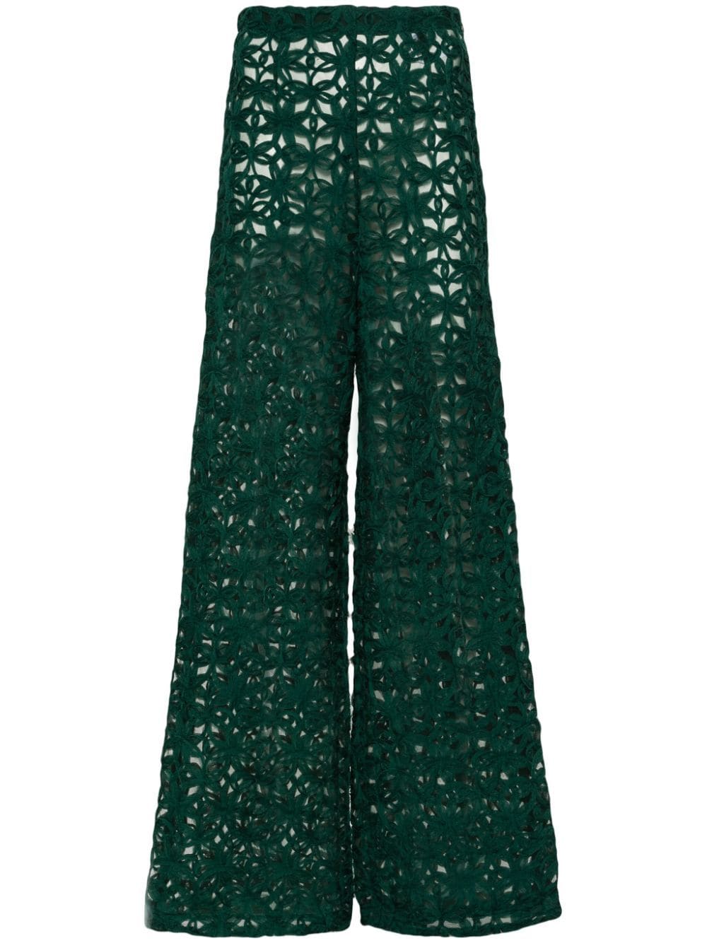 Andrea Iyamah Ndu Floral-lace Mesh Trousers In Green