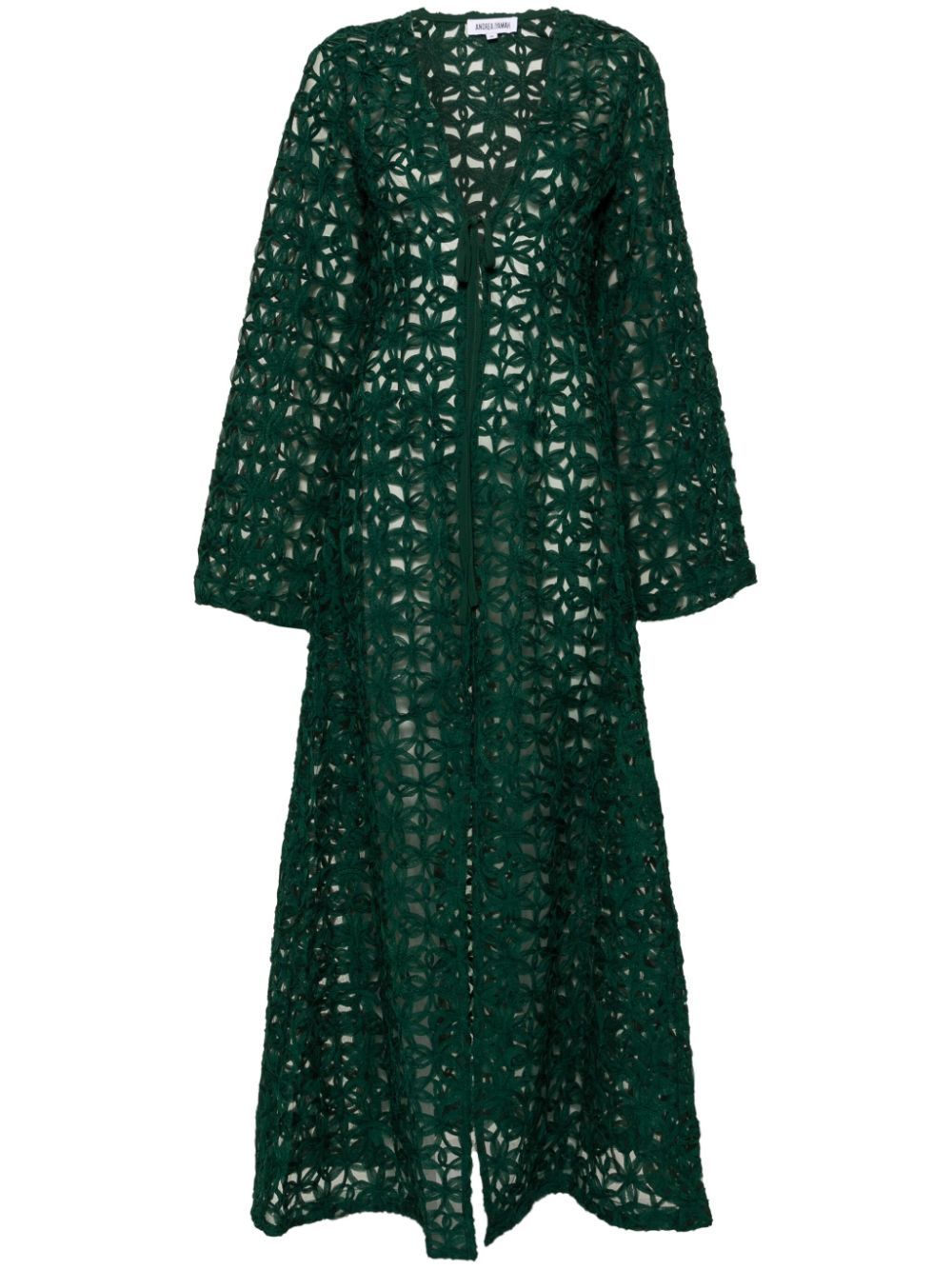 Andrea Iyamah Ndu Floral-lace Mesh Kimono In Green