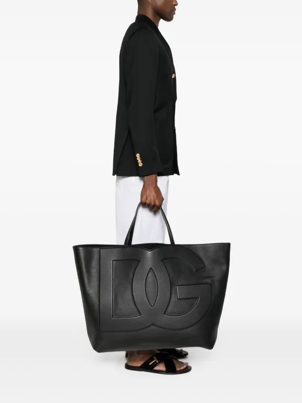 Dolce & Gabbana DG Logo Leather Tote Bag | Black | FARFETCH