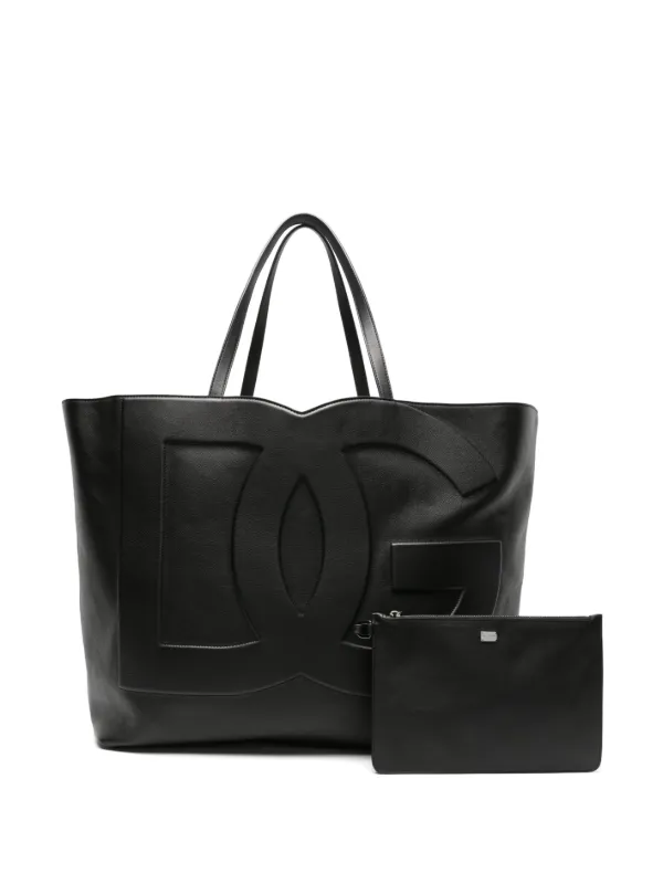 【送料&関税込】Dolce & Gabbana Black Leather Totes Dolce & Gabbana DG Logo Leather Tote Bag | Black | FARFETCH