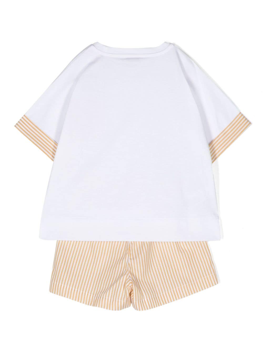 Shop Il Gufo Striped Cotton T-shirt And Shorts Set In White