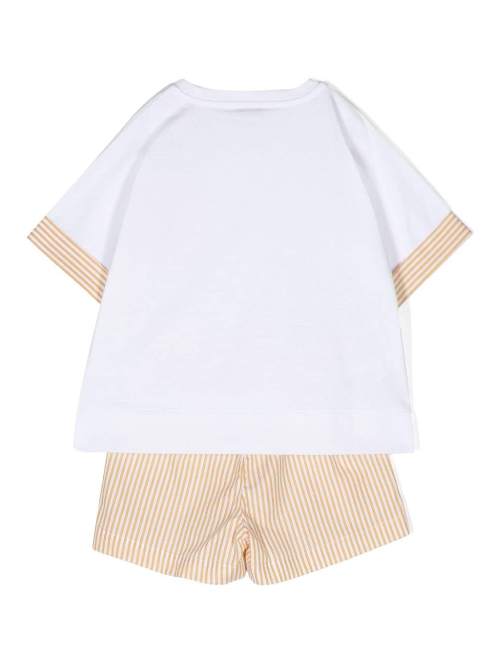 Il Gufo Gestreepte katoenen shorts en T-shirt Wit