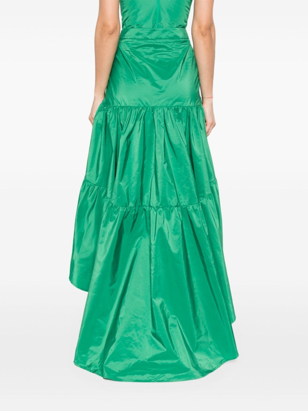 Shop Ermanno Firenze High-low Tiered Skirt In Green