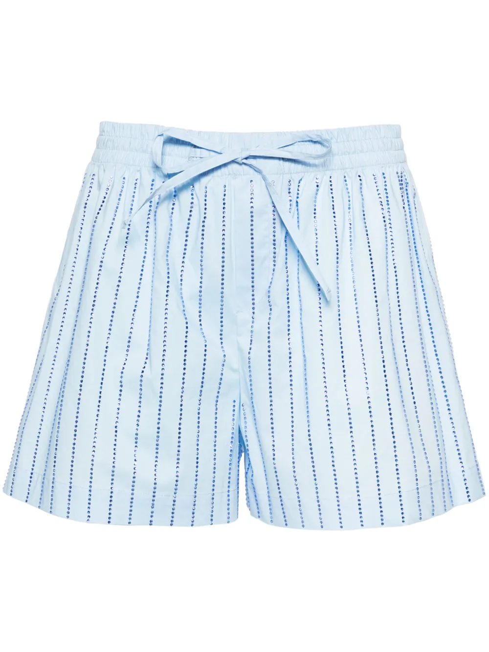 Shop Giuseppe Di Morabito Rhinestone-embellished Striped Mini Shorts In Blue