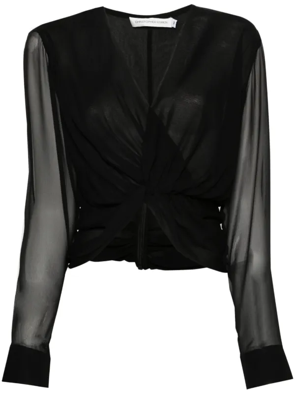 Christopher Esber Silk Sheer Blouse Black FARFETCH UK