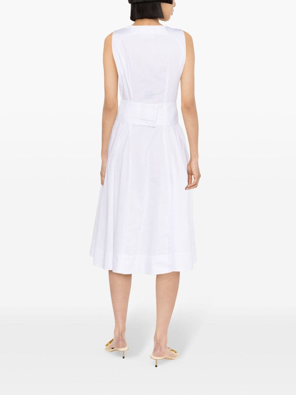 Shop Blugirl Belted Flared Midi Dress In White