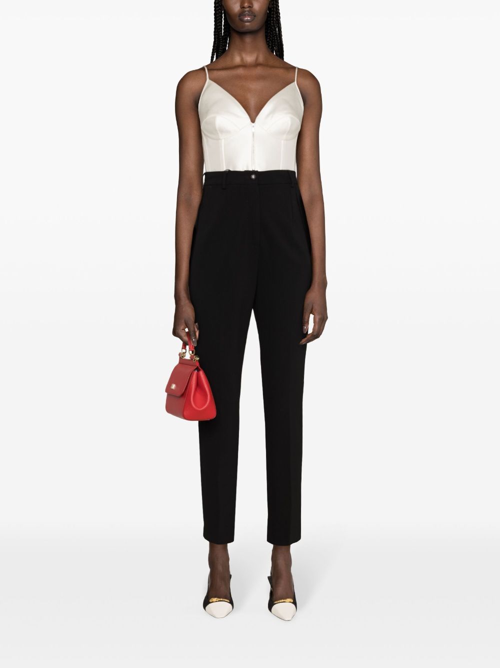 Shop Dolce & Gabbana Milano Ribbed Cigarette Trousers In Black