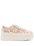 PINKO Love Birds-jacquard platform sneakers - Neutrals