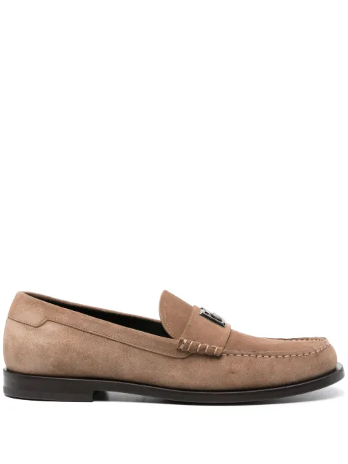 Mocassins en daim à plaque logo - Dolce & Gabbana - Modalova
