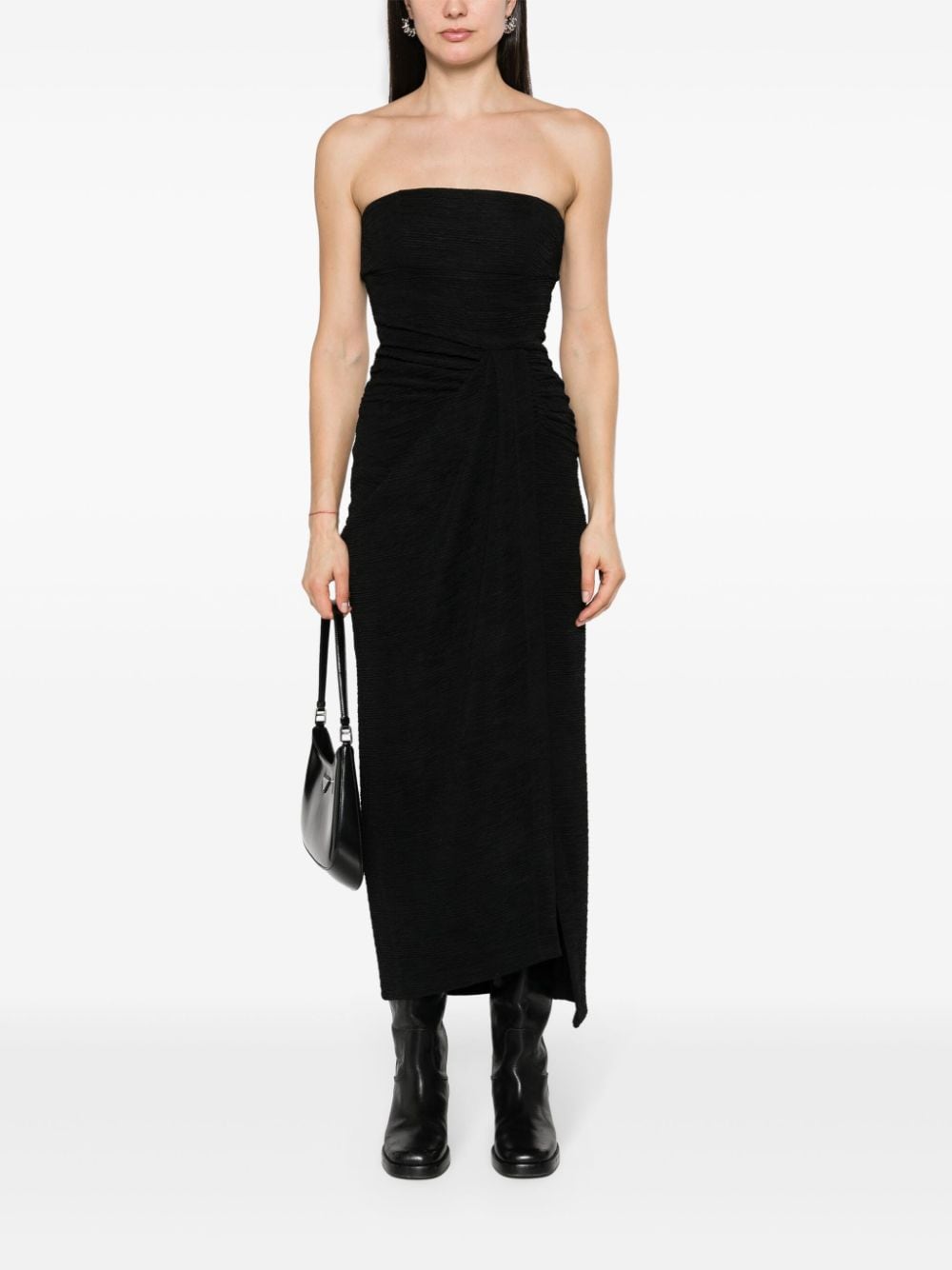 Shop Iro Isidara Plissé Maxi Dress In 黑色