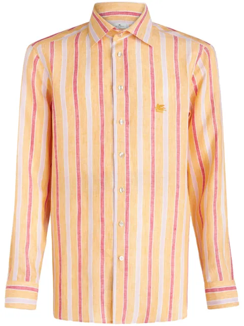 ETRO Pegaso-embroidered striped shirt