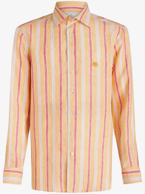 ETRO Pegaso-embroidered striped shirt