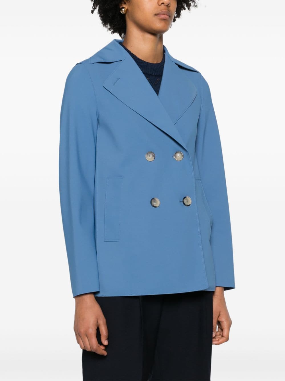 Shop Harris Wharf London Notched-lapels Double-breasted Blazer In Blau