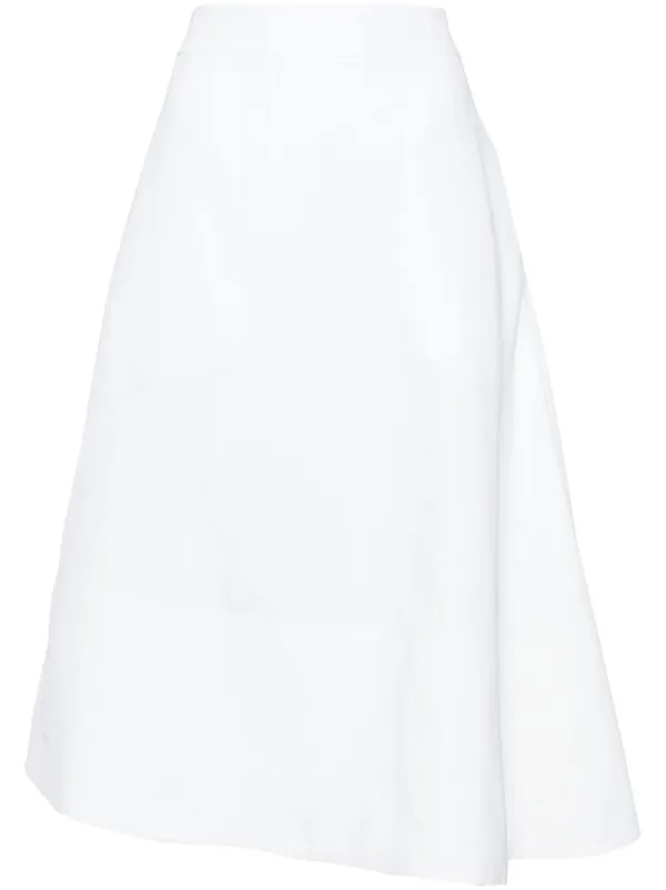 スカート JIL SANDER Women Mid Skirts J03MA0177J45078 WHITE Jil Sander textured-finish zip-up Midi Skirt | White