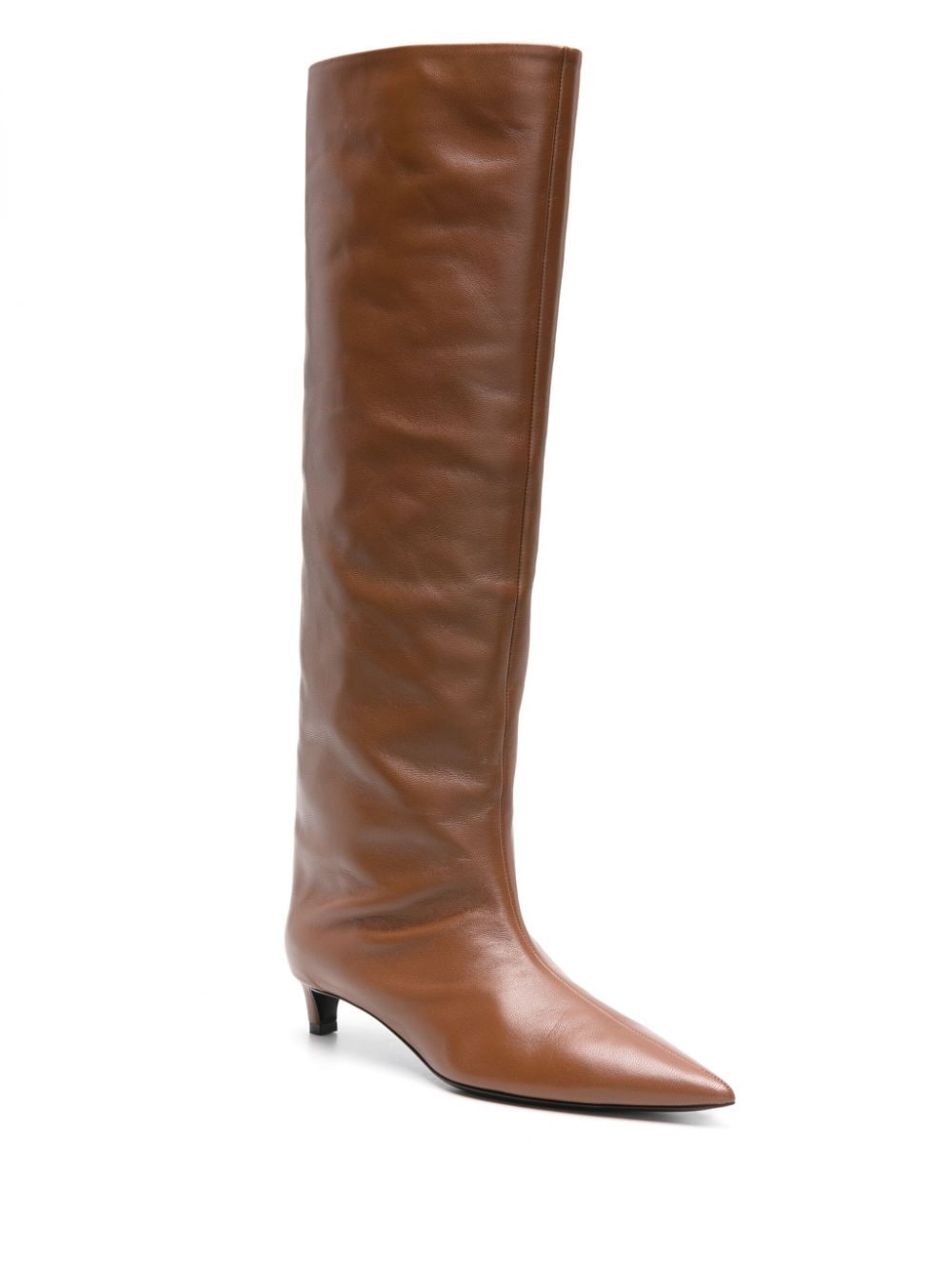 Shop Jil Sander 30mm Knee-high Leather Boots In Braun