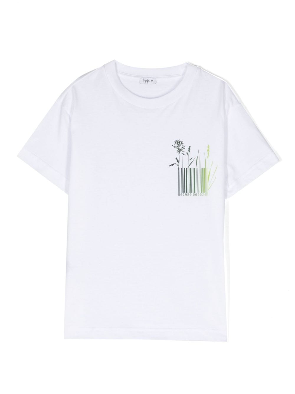 Il Gufo Kids' Barcode-print Cotton T-shirt In White