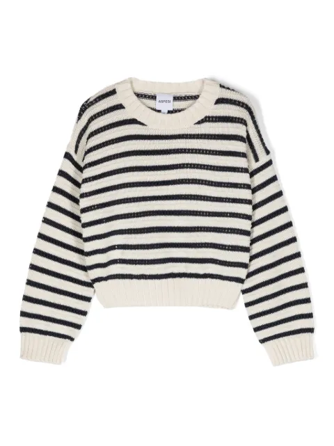 Aspesi Kids crochet-panelled cotton jumper