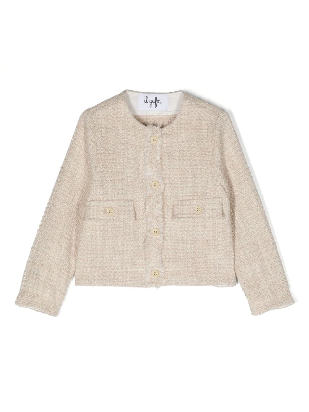 Il Gufo Kids' Tweed Cotton-blend Jacket In Neutrals