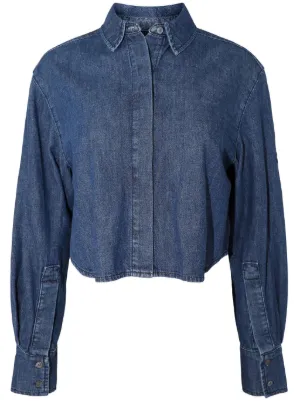 Crop denim shirt cheap