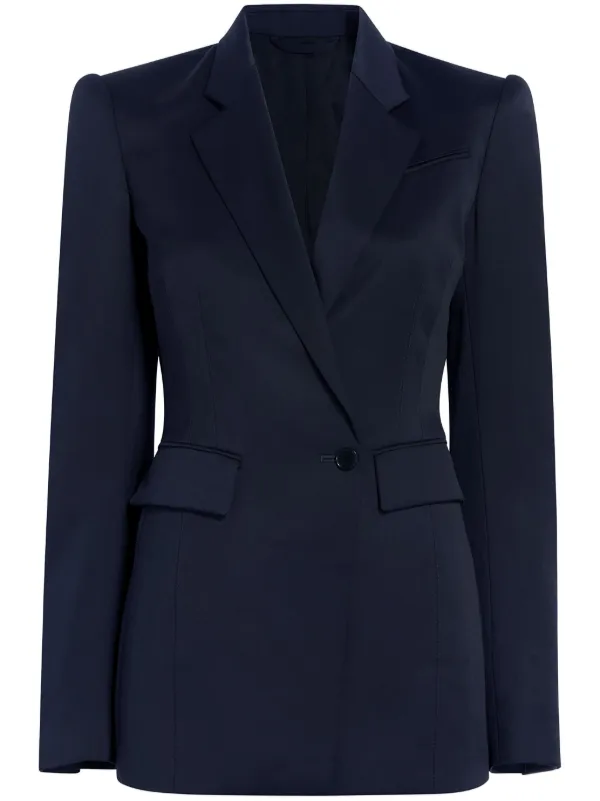 Another Tomorrow Double-breasted Merino Wool Blazer in Blue