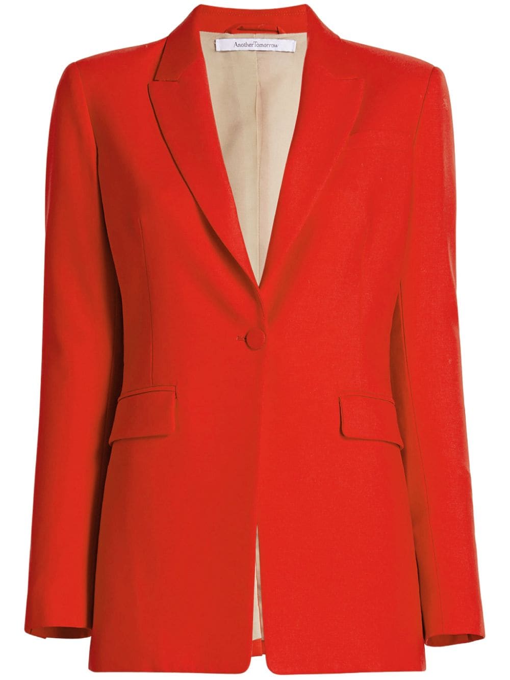Shop Another Tomorrow Single-breasted Merino Wool Blazer In Red