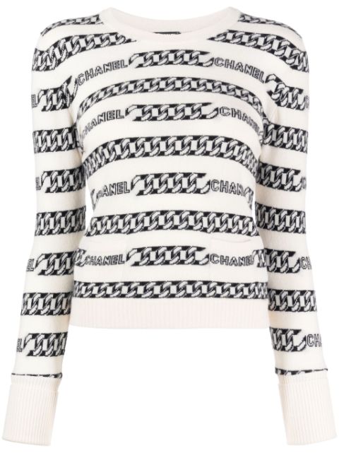 CHANEL 2001 chain-motif cashmere jumper Women