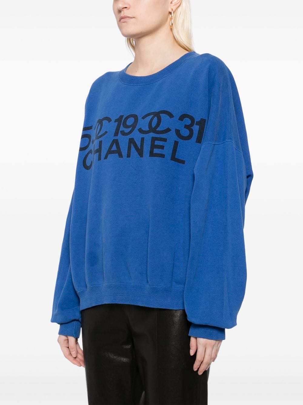 Pre-owned Chanel 1990-2000s Logo-print Wool Sweatshirt In Blue