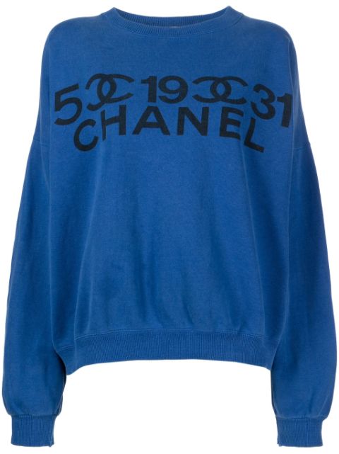 Affordable HOT SALE CHANEL 1990-2000s logo-print wool sweatshirt Women