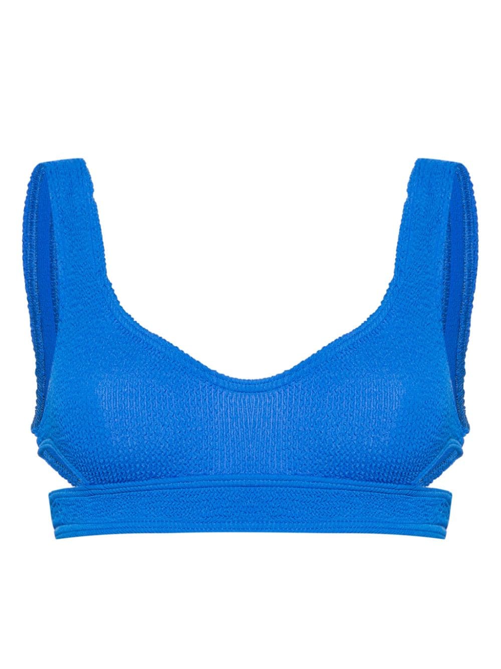 Shop Bondeye Nino Smocked Bikini Top In Blue